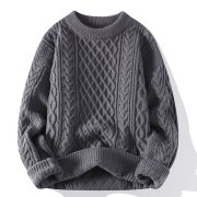 Autumn And Winter New Men's Twist Sweater Casual Round Neck Pullover Top — Blue round neck - Image 4
