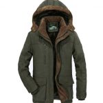 Thickened Multi-pocket Hooded Men's Cotton Coat — Army Green