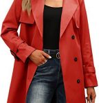 European And American Autumn Women's Double Breasted Fashion Casual Trench Coat — Red