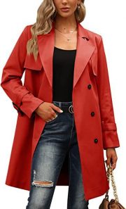 European And American Autumn Women's Double Breasted Fashion Casual Trench Coat — Red