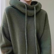Hooded Solid Color Knitted Sweater — Premium Grey - Image 5