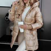 Elegant Winter Hooded Down Jacket Cardigan Coat — Bronze - Image 2
