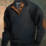 Stand Collar Long Sleeve Jacquard Knitted Pullover Sweater — Dark Gray 2
