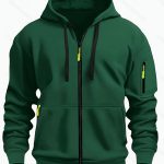 Zipper Hooded Sweatshirt Men's Sports Casual Cardigan Coat — Dark Green