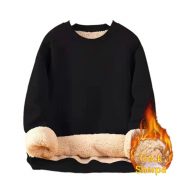 Men's Sweater Warm Berber Fleece Fleece-lined Thickened — Black - Image 4