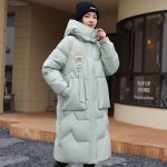Detachable Hat Women's Mid-length Thickened Women's Coat — Bean Green