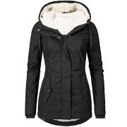 Solid Color Pocket Long-sleeve Zipper Fleece Padded Coat Women — Wine Red - Image 3