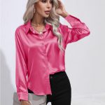 One Button Satin Shirt Temperament Long Sleeve Shirt — Glitter