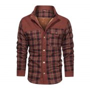 Men's Wool Thick Coat Jacket — Broad brown stripe - Image 5