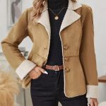 Casual Fashion Cold-proof Warm Fur Integrated Lapel Pocket Jacket — Khaki