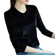 European And American Pleuche Bottoming Shirt Women — Blue - Image 6