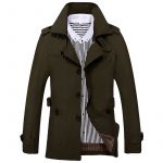 Men's Fashion Casual Solid Color Trench Coat — Army Green