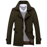 Men's Fashion Casual Solid Color Trench Coat — Army Green