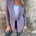 Ins Button Lapel Short Blazer Winter Fashion Commuter Jacket Outwear Women's Clothing — Purple
