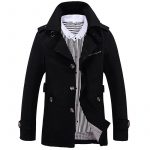 Men's Fashion Casual Solid Color Trench Coat — Black