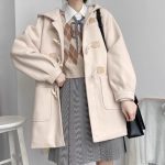 Mid-length Hooded Woolen Coat Women — Apricot Pink