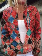 Printed Casual Cloak Coat Cardigan Sweater — QS3912 - Image 11