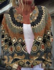 Printed Casual Cloak Coat Cardigan Sweater — QS3912 - Image 8