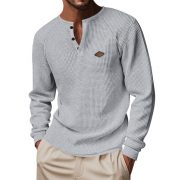 Waffle Buckle Quick-drying Raglan Henry Long Sleeve — Black - Image 3