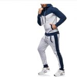 Men's Hooded Color Block Casual Cardigan Set — Navy blue