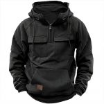 Men's Solid Color Casual Sweatshirt — Black
