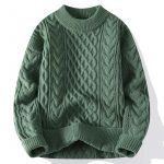 Autumn And Winter New Men's Twist Sweater Casual Round Neck Pullover Top — Green round neck