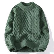 Autumn And Winter New Men's Twist Sweater Casual Round Neck Pullover Top — Blue round neck - Image 13