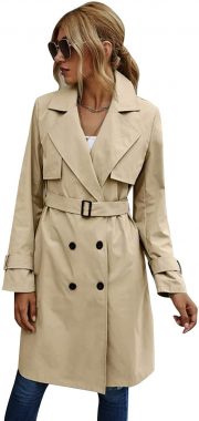 European And American Autumn Women's Double Breasted Fashion Casual Trench Coat — Red - Image 9