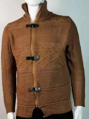Autumn And Winter Turtleneck Men's Cardigan Coat — Brown