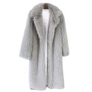Autumn And Winter Women's Suit Collar Coat Artificial Environmental Fur — Gray - Image 6
