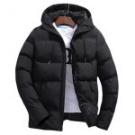 New Men's Pure Cotton Padded Jacket Hooded Coat — Black
