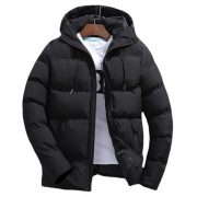 New Men's Pure Cotton Padded Jacket Hooded Coat — Navy Blue - Image 6