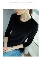 European And American Pleuche Bottoming Shirt Women — Blue - Image 15