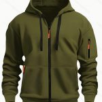 Zipper Hooded Sweatshirt Men's Sports Casual Cardigan Coat — Army Green