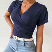 Women's Pleated Cinched Slimming Pullover — Coffee - Image 5