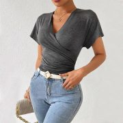 Women's Pleated Cinched Slimming Pullover — Coffee - Image 4