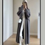 Long Below The Knee Sweater Cardigan For Women — Gray