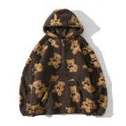 Retro bear printed ancient sweater — Black - Image 4