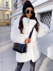 Temperament Long Sleeve Lapel Faux Fur Coat Solid Color Coat Women Fur Fur Women's Clothing — Beige - Image 22