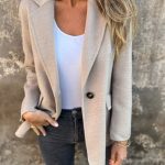 Ins Button Lapel Short Blazer Winter Fashion Commuter Jacket Outwear Women's Clothing — Apricot