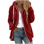 Women's Fashion Loose Thick Plush Hooded Jacket — Red