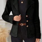 Casual Fashion Cold-proof Warm Fur Integrated Lapel Pocket Jacket — Black