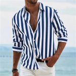 Men's Yarn-dyed Striped Casual Loose Long-sleeved Shirt — ZM72604701
