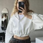 European And American Casual Women's Solid Color Hoodies — White