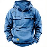 Men's Solid Color Casual Sweatshirt — Blue