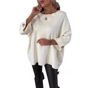 Women's New Solid Color Round Neck Shirt With Half Sleeve Knit Casual Top — White - Image 6