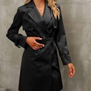European And American Autumn Women's Double Breasted Fashion Casual Trench Coat — Red - Image 5