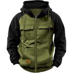 Men's Hoodie Youth Sports Multi-pocket Workwear — Army Green