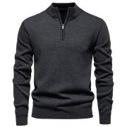 Men's Knitwear Top Half Zipper — 6983 Dark Gray