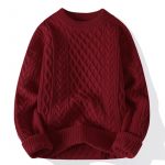 Autumn And Winter New Men's Twist Sweater Casual Round Neck Pullover Top — Winered round neck